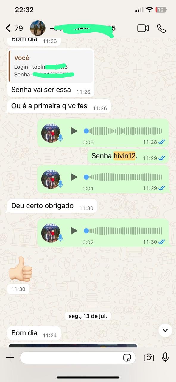 Cliente confirmando ativação da licença: deu certo, obrigado