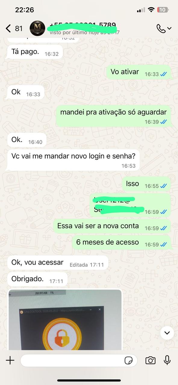 Cliente recebendo nova conta com 6 meses de acesso